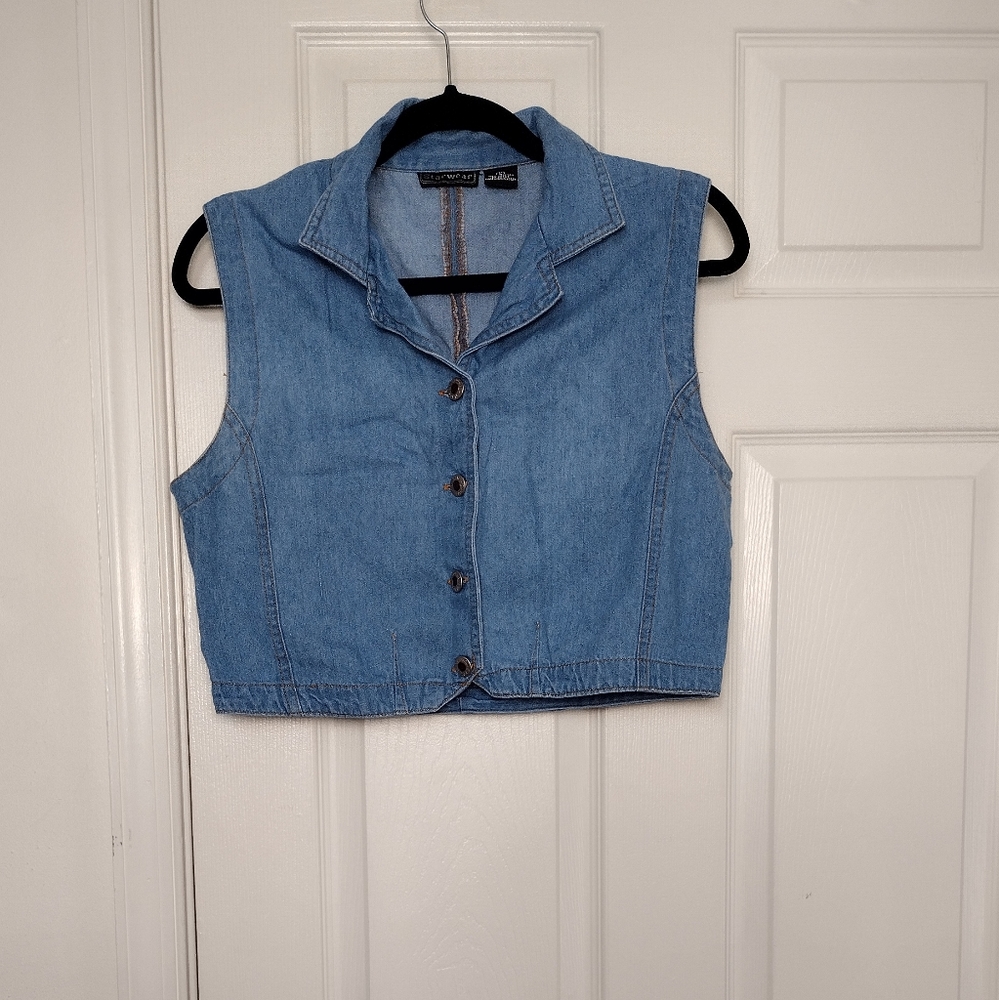 Star wear blue jeans vest size L
